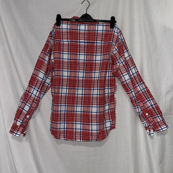 red white blue plaid long sleeve Columbia button up shirt size small - Picture 2 of 3
